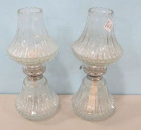 Pair of Pressed Glass Hurricane Lamps