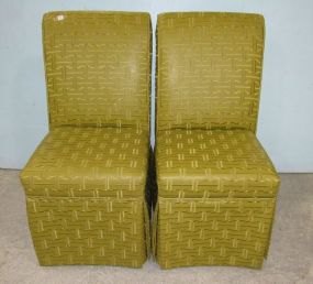 Pair of Shirted Green Side Chairs