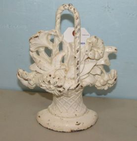 Vintage Painted White Floral Door Stop