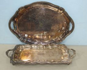 Large Gorham Silver Plate Tray and Silver Plate Handled Tray