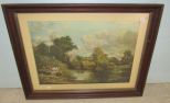 Framed Village Scene Print