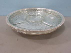 Silver Plate Glass Divided Serving Dish