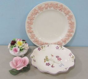 Wedgwood Embossed Plate, Violet Romance PLate, Royal Doulton Flower, Boehm Pink Rose