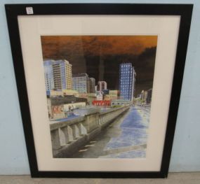 Framed Matted Print of City View