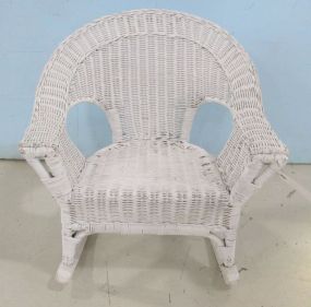 White Painted Wicker Childs Rocker