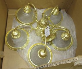 Brass Tone Five Arm Light Fixture