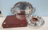 Two Silver Tone Tray and Flatware Box