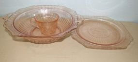 Three Pieces of Pink Depression Glass