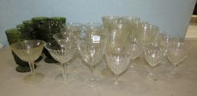 Twenty Four Italy Stemware and Seven Amber White Hall Glasses