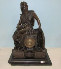 Circa 1900 Monumental Classical Spelter Figural Clock of Greek Goddess Athema