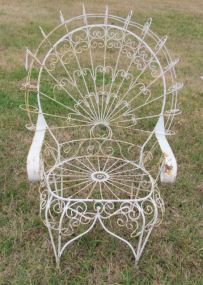 Wrought Iron Ornate High Back Arm Chair