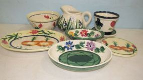 Eight Pieces of Gail Pittman Hand Painted Pottery