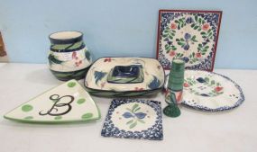 Seven Pieces of Gail Pittman Hand Painted Pottery