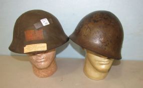 Two Steel Military Helmets