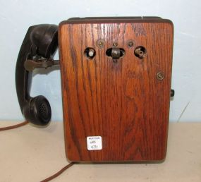 Vintage Oak Wall Phone