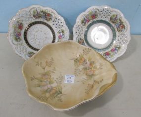 Hand Painted Royal Crown Dish and Two Porcelain Dishes