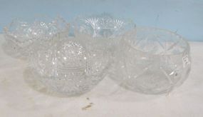 Four Etched Pressed Glass Bowls