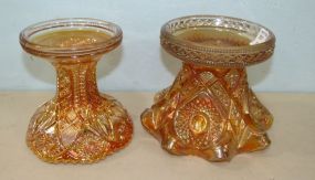 Two Carnival Glass Punch Bowl Stands