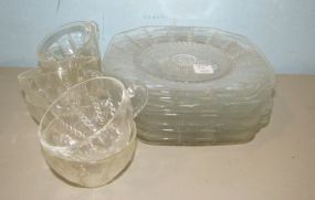 Federal Depression Bubble Pattern Glass Plates and Cups