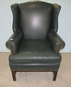 Hancock and Moore Faux Leather Wing Back Arm Chair