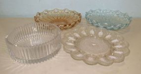 Four Glass Serving Dishes and Blow