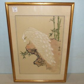 Framed Block Print of Peacock