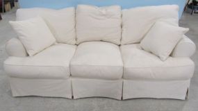 Three Cushion White Slip Cover Designer Couch