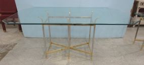 Beveled Glass Top Brass and Metal Base