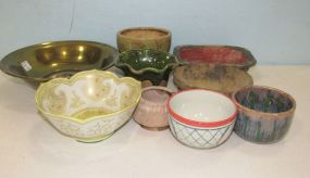 Nine Assorted Pottery and Metal Bowls