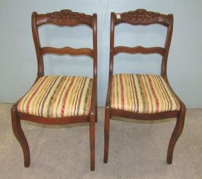Pair of Rose Carved Side Chairs