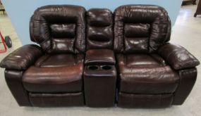 Two Section Leather Sofa with Caddy
