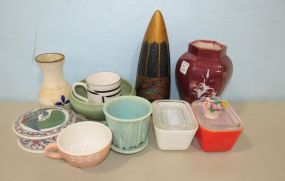 FireKing Containers, Mugs, Vase, and Pottery Bowl.
