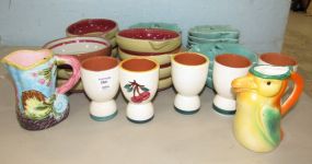 Pottery Apple Dishes, Bowls, Cups