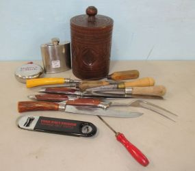 Collection Knives, flask, and Bottle Opener