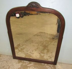 Vintage Wood Mirror With Carved Crest