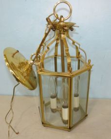 Brass Beveled Glass Light Fixture