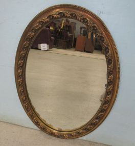 Modern Wood Ornate Oval Mirror