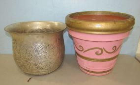 Metal and Pottery Planters