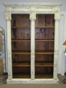 Large White Distressed Wood Bookcase