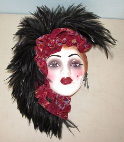Vintage Feather Lady Ceramic Madi Grass Mask
