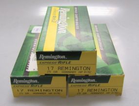 Three Boxes of 17 Remington Ammo