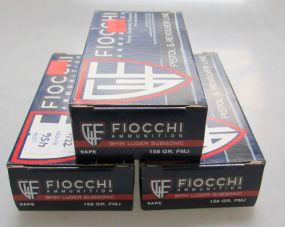 Three Boxes of Fiocchi 9mm Luger Ammo