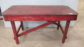 Reproduction Primitive Style Red Distressed Coffee Table