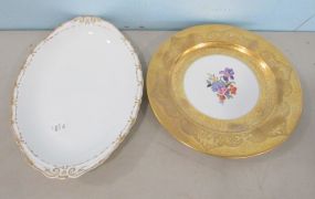 22 Kara Gold Czech Cabinet Plate and Haviland Platter