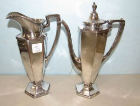 Sheffield Art Deco Silver Plate Coffee Pitcher and Water Pitcher