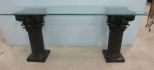 Two Column Pedestal Glass Top Sofa/Entrance Table