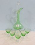 Green Italian Glass Liquor Set