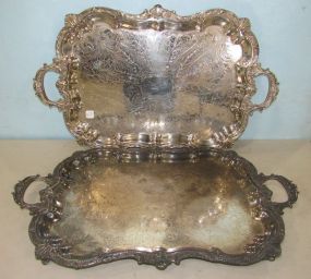 Pair of Footed Silver Plate Serving Tray