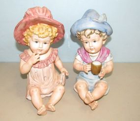 KPM Hand Painted Bisque Boy & Girl Figurines