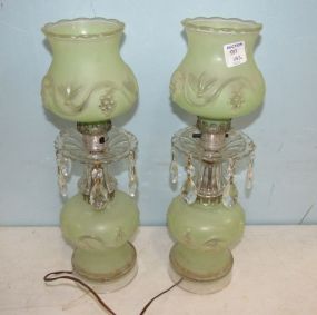 Pair of Frosted Glass Buffet/Table Lamps